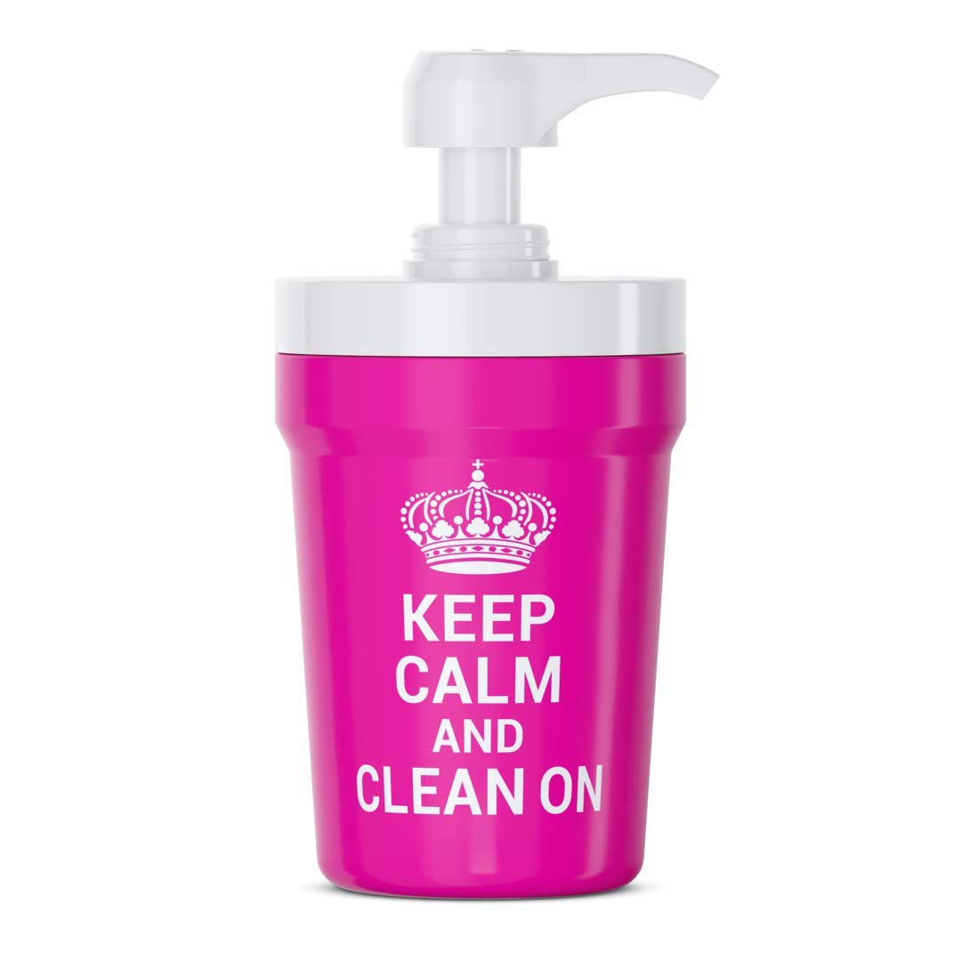 PumpCup Portable Hand Sanitizer Dispenser for Car Cup Holders (Keep Calm Pink)