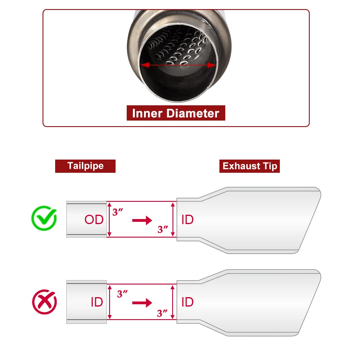 Upower 3 Inch Inlet/Outlet Exhaust Muffler, 3'' Inlet Resonator with 18'' Length Overall Length 22'' Resonator Great Tone Univer
