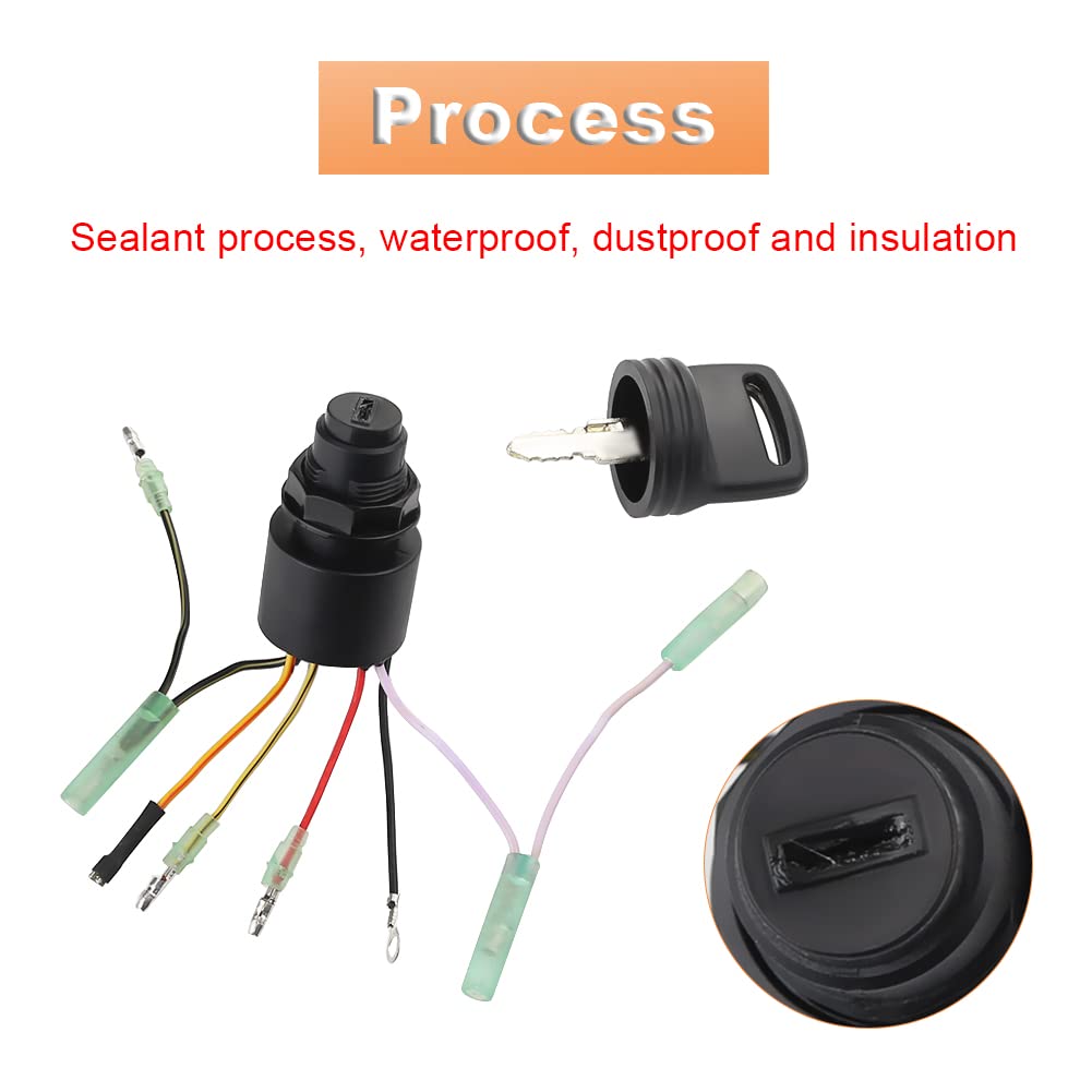 Wmphe Boat Ignition Switch With Key Push Choke Compatible With Mercury Mariner Outboard Motor Control Box 3 Position 6 Wire Connectors Key Starter Switch With 2 Keys Replaces 87-17009A5 87-17009A2