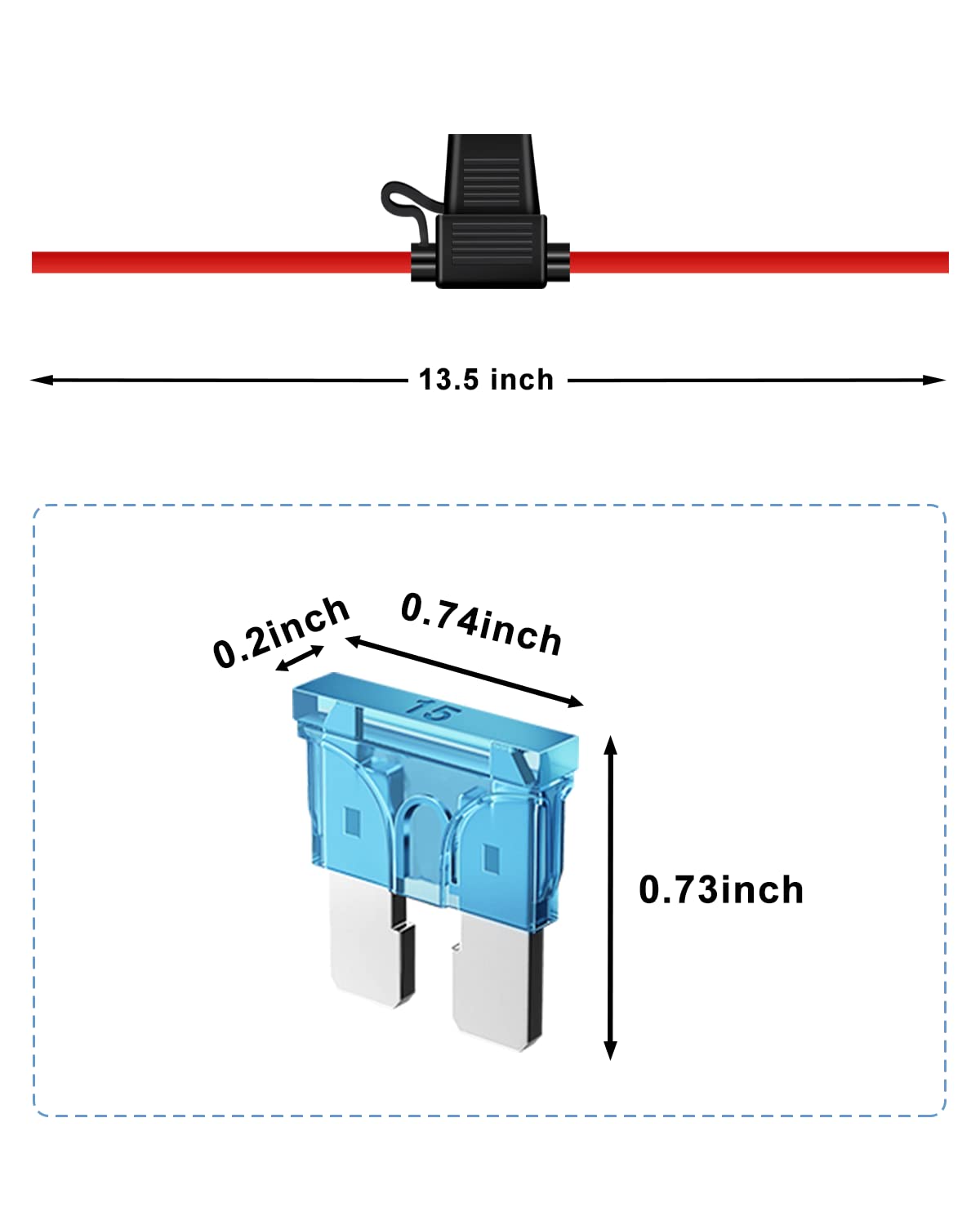 5 Pack 12 Awg Inline Fuse Holder - Automotive Replacement Fuse Holder With 60 Pcs (2A, 3A, 5A, 7.5A, 10A, 15A, 20A, 25A, 30A, 35A, 40A, 50A) Atc/Ato Standard Blade Fuses