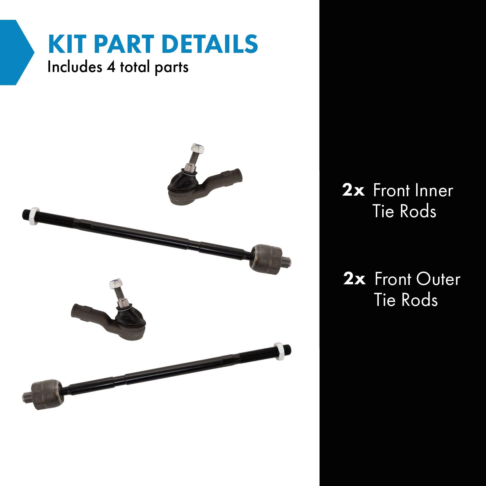 Trq Front Inner And Outer Tie Rod Set Compatible With 2006-2009 Land Rover Range Rover Sport
