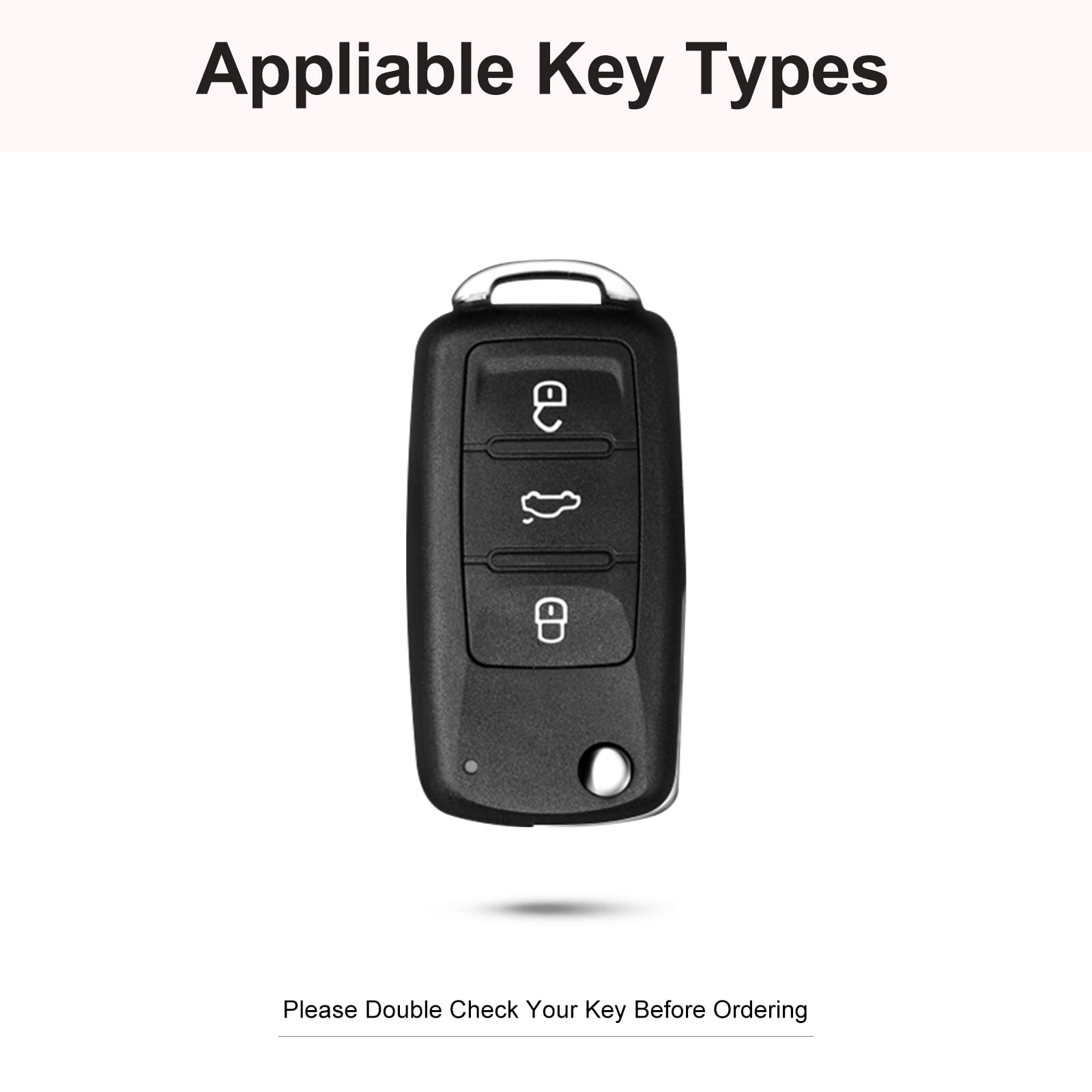 Ruabiban Compatible With Vw Volkswagen Key Fob Cover With Keychain, Pink Genuine Leather Crystal Key Case Protection Shell Fit F