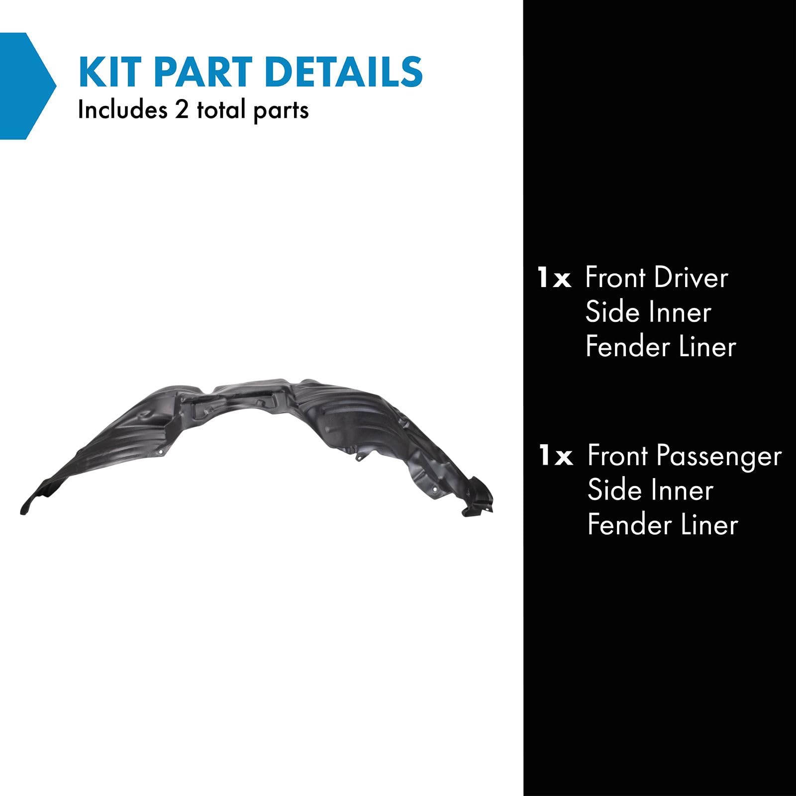 Trq Front Inner Fender Liner Set Compatible With 2015-2020 Toyota Sienna To1248203 To1248204 To1248230 To1249203 To1249204 To124