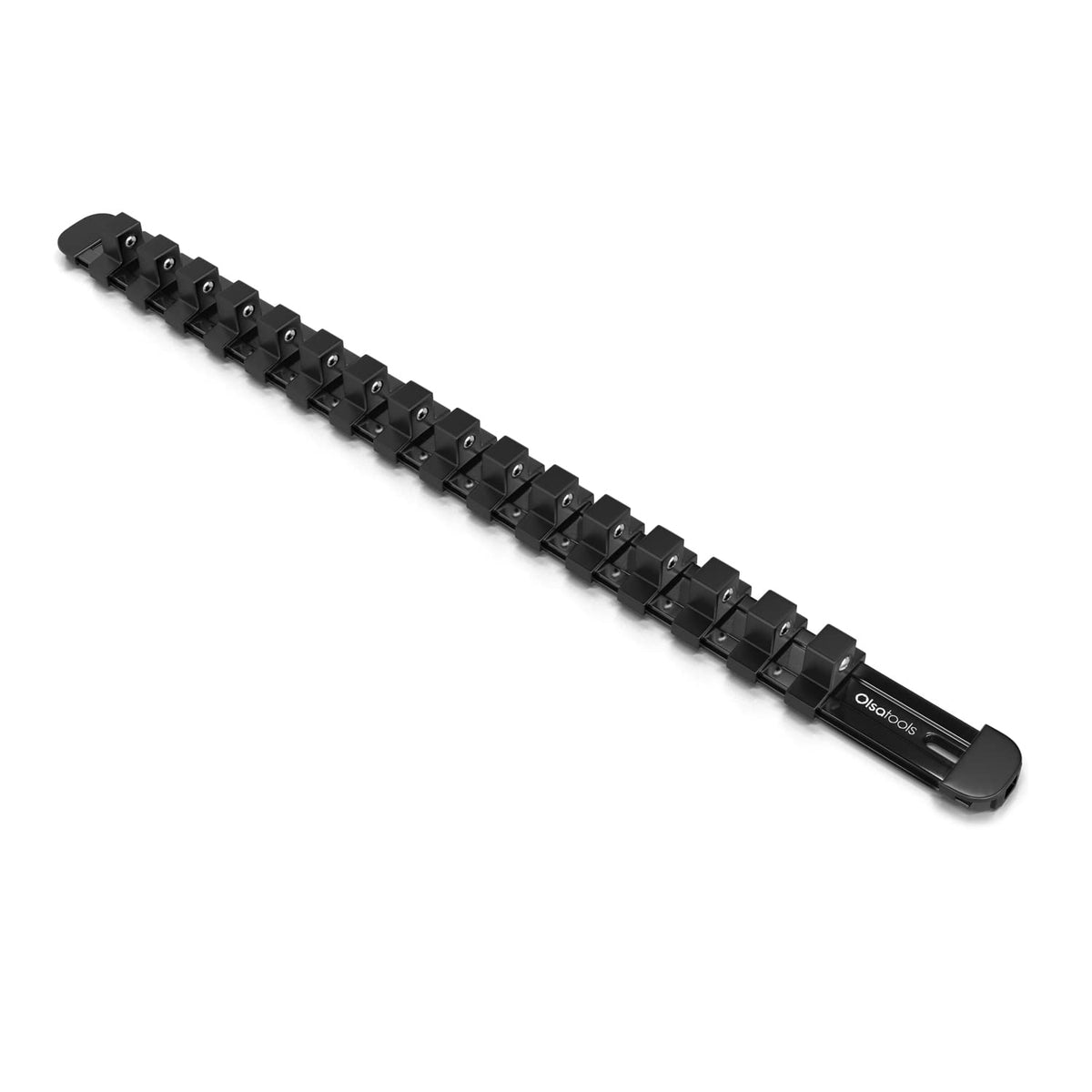 Olsa Tools 1/2-Inch Drive Aluminum Socket Organizer With Locking End Caps  Professional Quality Socket Holder (Black)