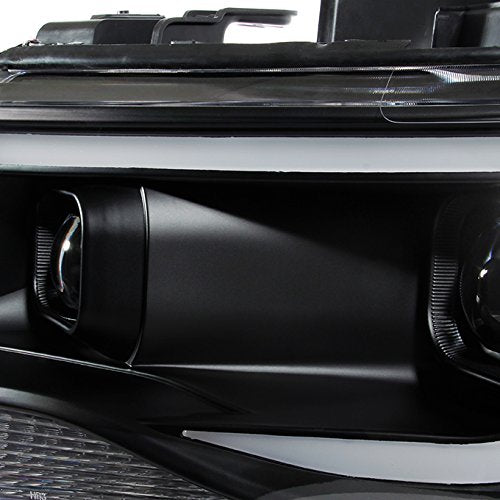 AKKON LED DRL Dual Square Projector Headlights Pair Set for 2015-2022 Chevy Colorado - Black Housings