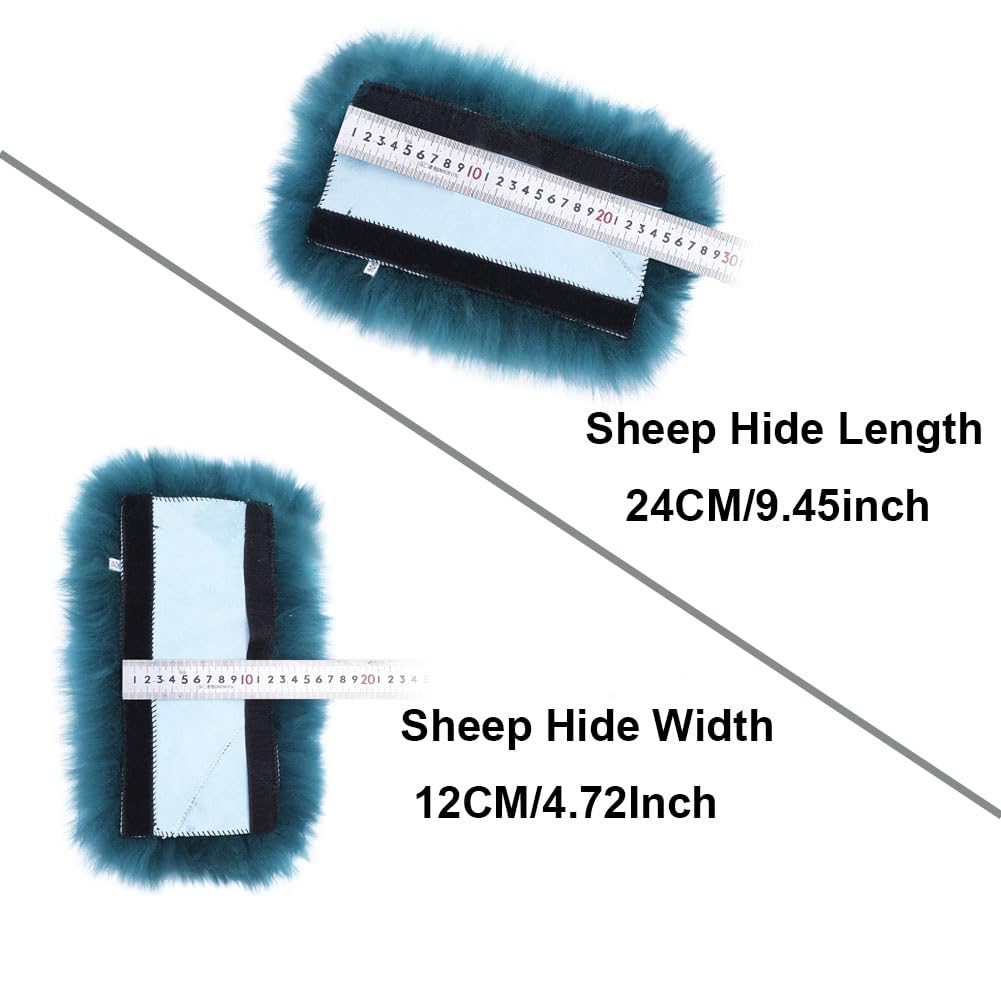 Ogland Long Wool Fluffy Sheepskin Seat Belt Covers, Fuzzy Seatbelt Pads For Adults Kids Women Universal Car 2 Pack (Black)