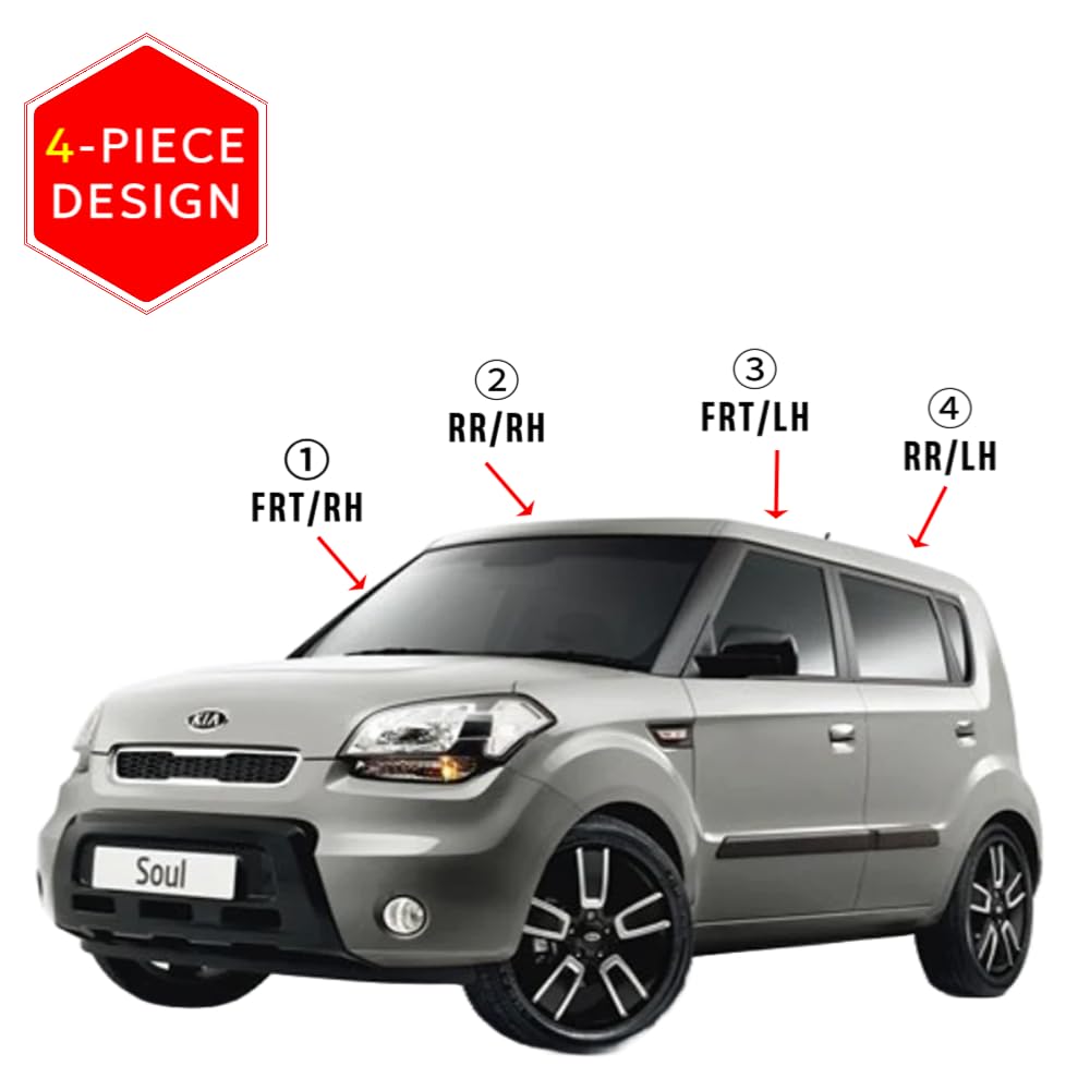 Autoclover Tape-On Rain Guards Window Visors 4 Pcs Set For Kia Soul 2009 2010 2011 2012 2013 / Window Deflectors, Out-Channel Ve