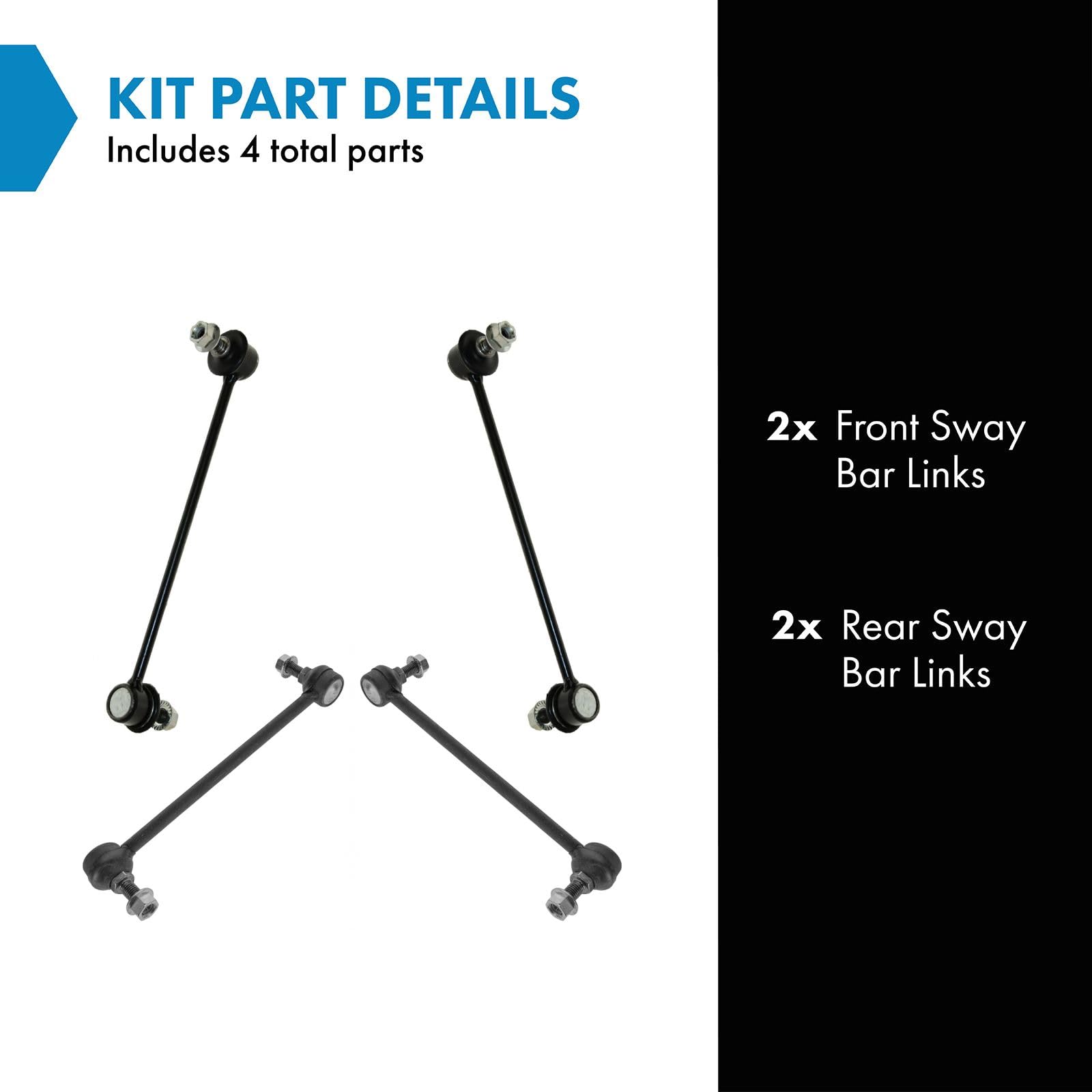 TRQ Sway Bar Stabilizer Link Set for 2001-2003 Toyota Highlander - Front & Rear Replacement Parts