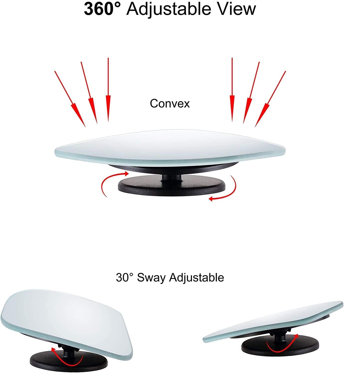 Verivue 2.5-Inch Fan-Shaped Blind Spot Mirrors for Cars, Universal Fit, HD Convex Wide Angle, Stick-On Frameless Side Mirror Bli