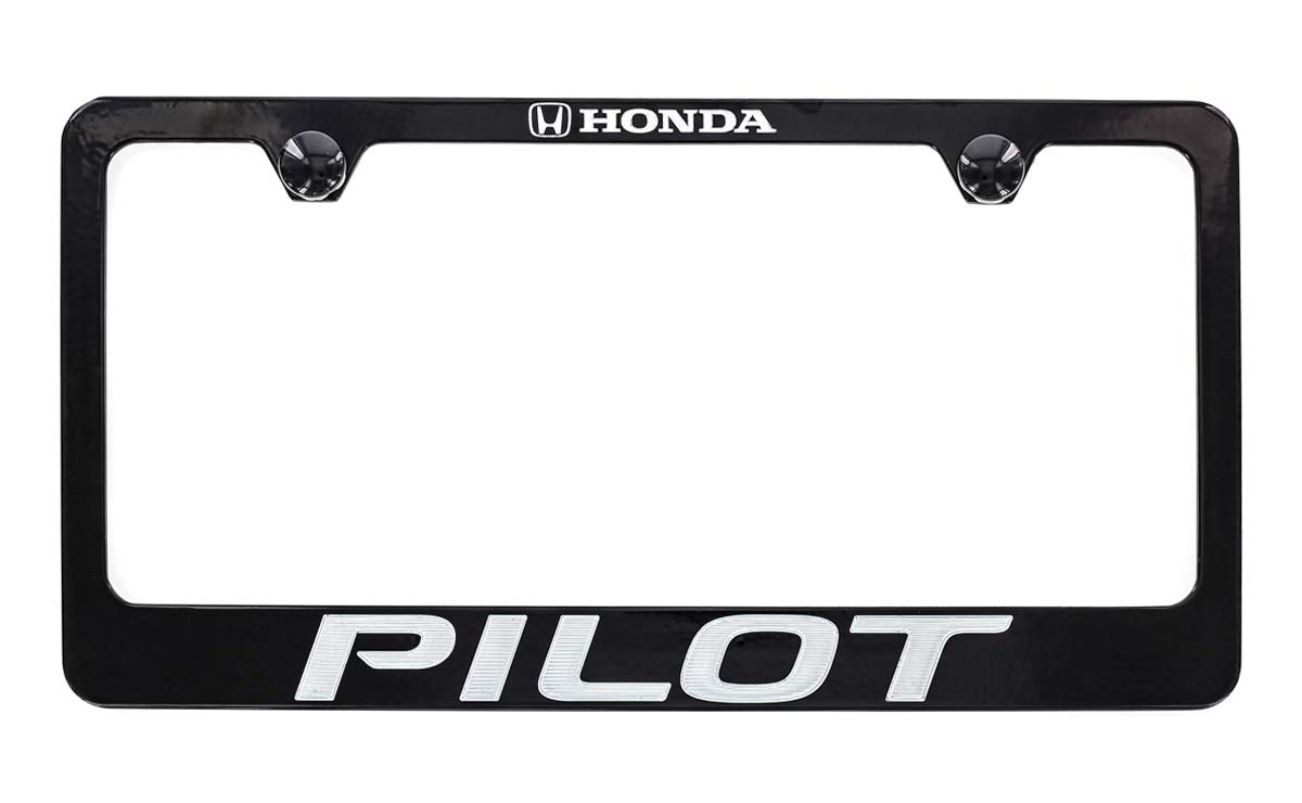 Honda Pilot Black Powder Coated Zinc Metal License Plate Frame Holder Bottom Engraved 2 Hole