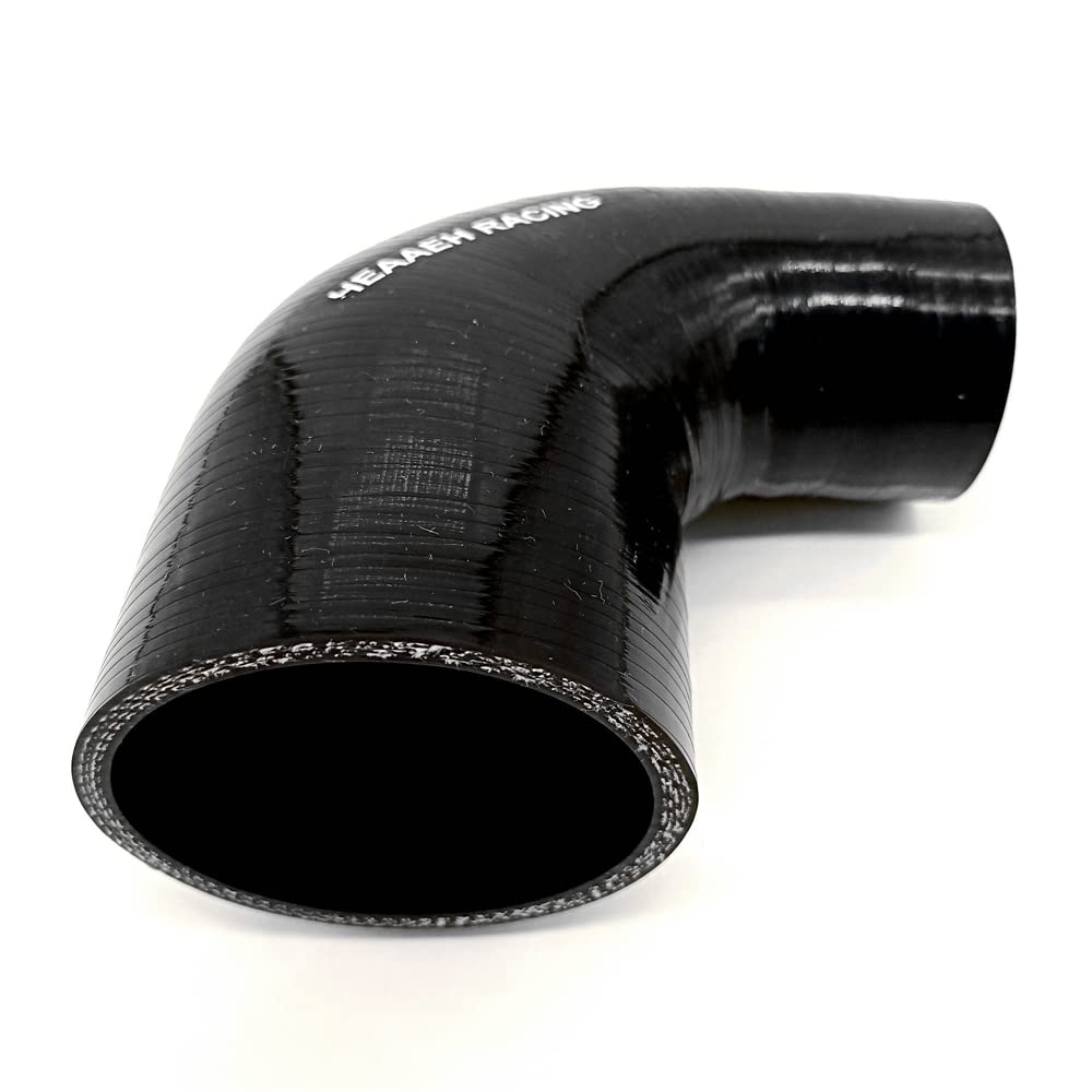 Heaaeh Racing 90 Degree Id 2.0 Inch To 2.5 Inch 4Ply Reducer Silicone Hose Black (51-63Mm)
