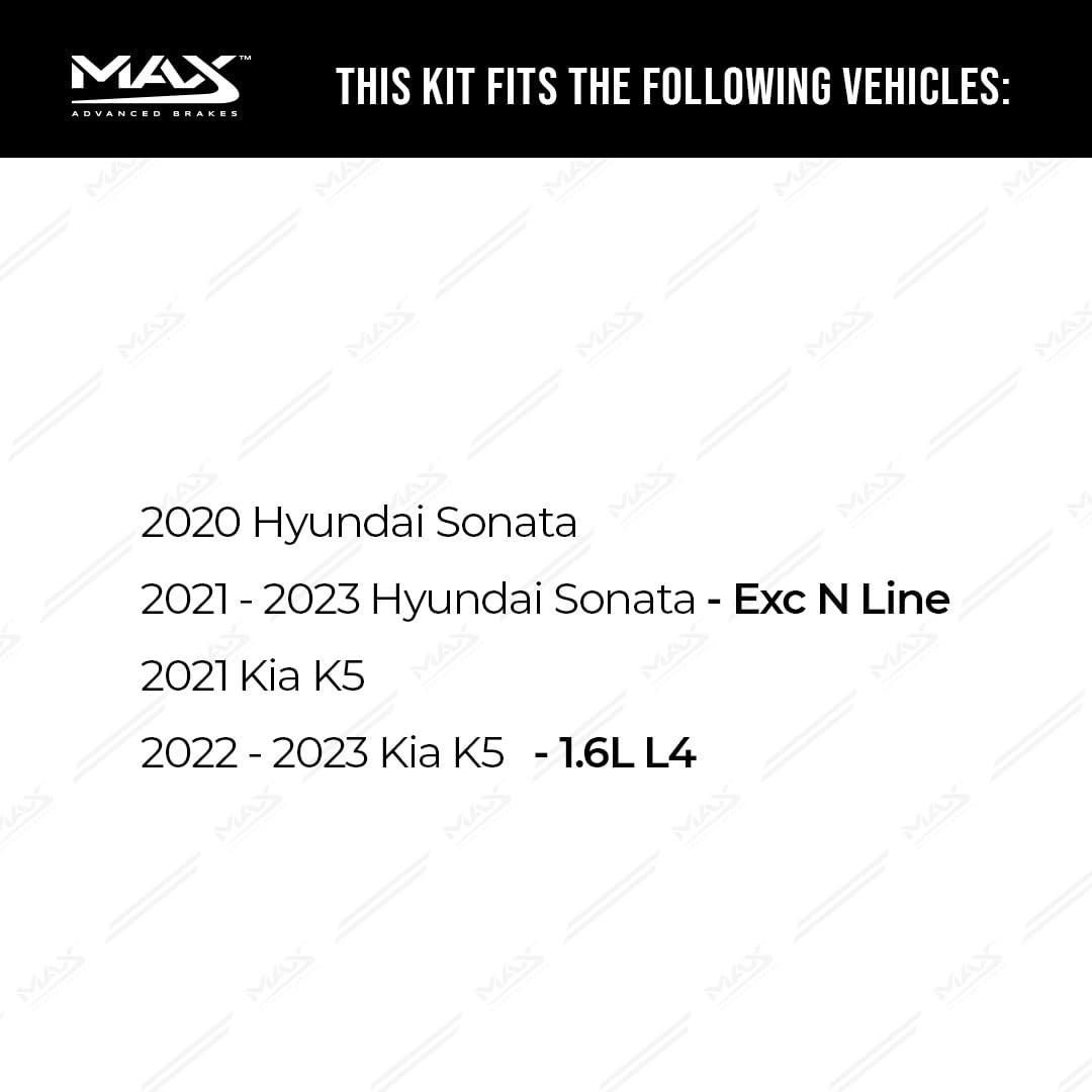 Max Advanced Brakes Rear Brake Kit Compatible With 2020 2021 2022 2023 Hyundai Sonata Compatible With Kia K5 1.6L L4 Replacement