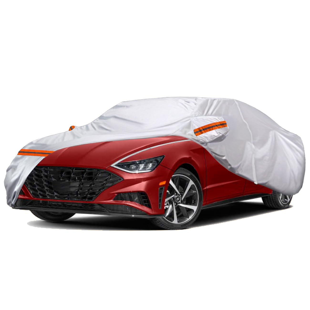 Tucarest 6 Layers Full Car Cover For Sedan/Wagon/Coupe/Hatchback - Waterproof, Insulated, Anti-Uv, Snow-Proof, Anti-Wind, All-We