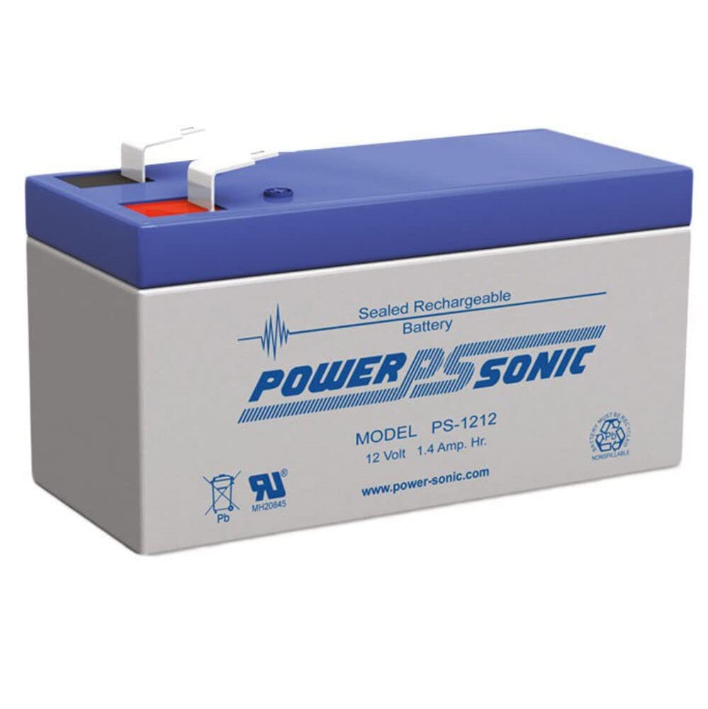 Power-Sonic Rechargeable Sealed Lead Acid Battery Ps-1212 12V 1.4 Ah @ 20-Hr. 12V 1.3 Ah @ 10-Hr, Gray Case - Blue Top (Ps-1212F