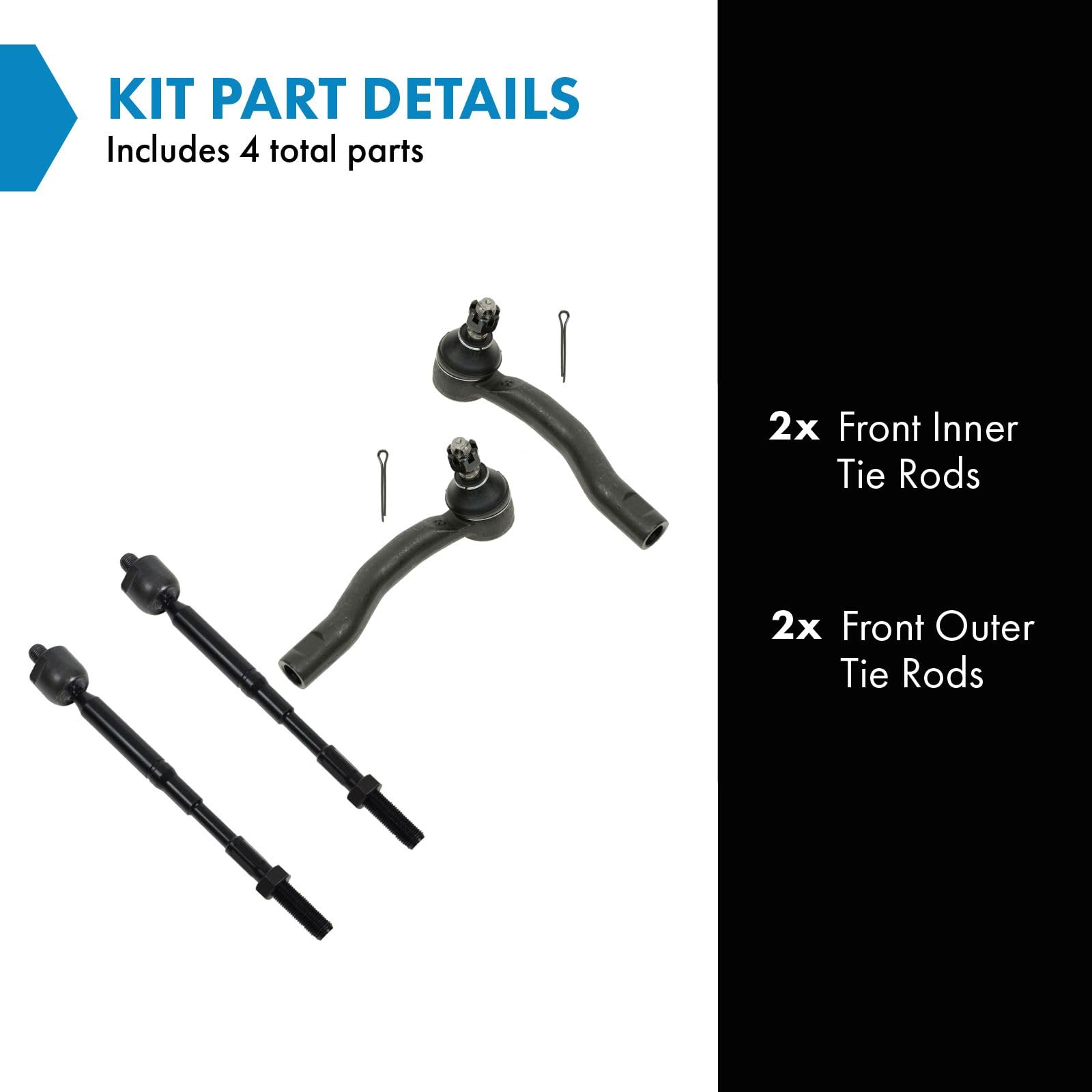 Trq Front Tie Rod Set Compatible With 2003-2008 Toyota Corolla