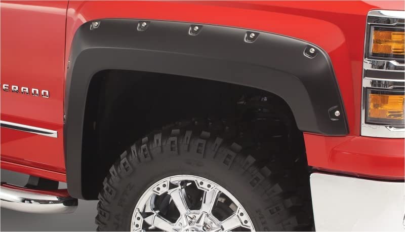 Bushwacker 40087-02 Black Pocket/Rivet Style Smooth Finish Front Fender Flares for 2007-2013 Silverado 1500; 2007-2014 Silverado