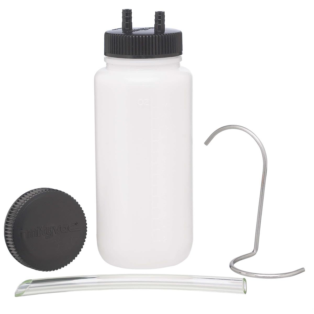 Mityvac MVA6005 Fluid Evacuating and Dispensing Reservoir Kit, 16oz Capacity, 1/4&quot; ID x 6&quot; L Pick-up Tube, Removable Hanging Hook, Used with Hand Vacuum/Pressure Pumps, Collect/Dispense Large Volumes