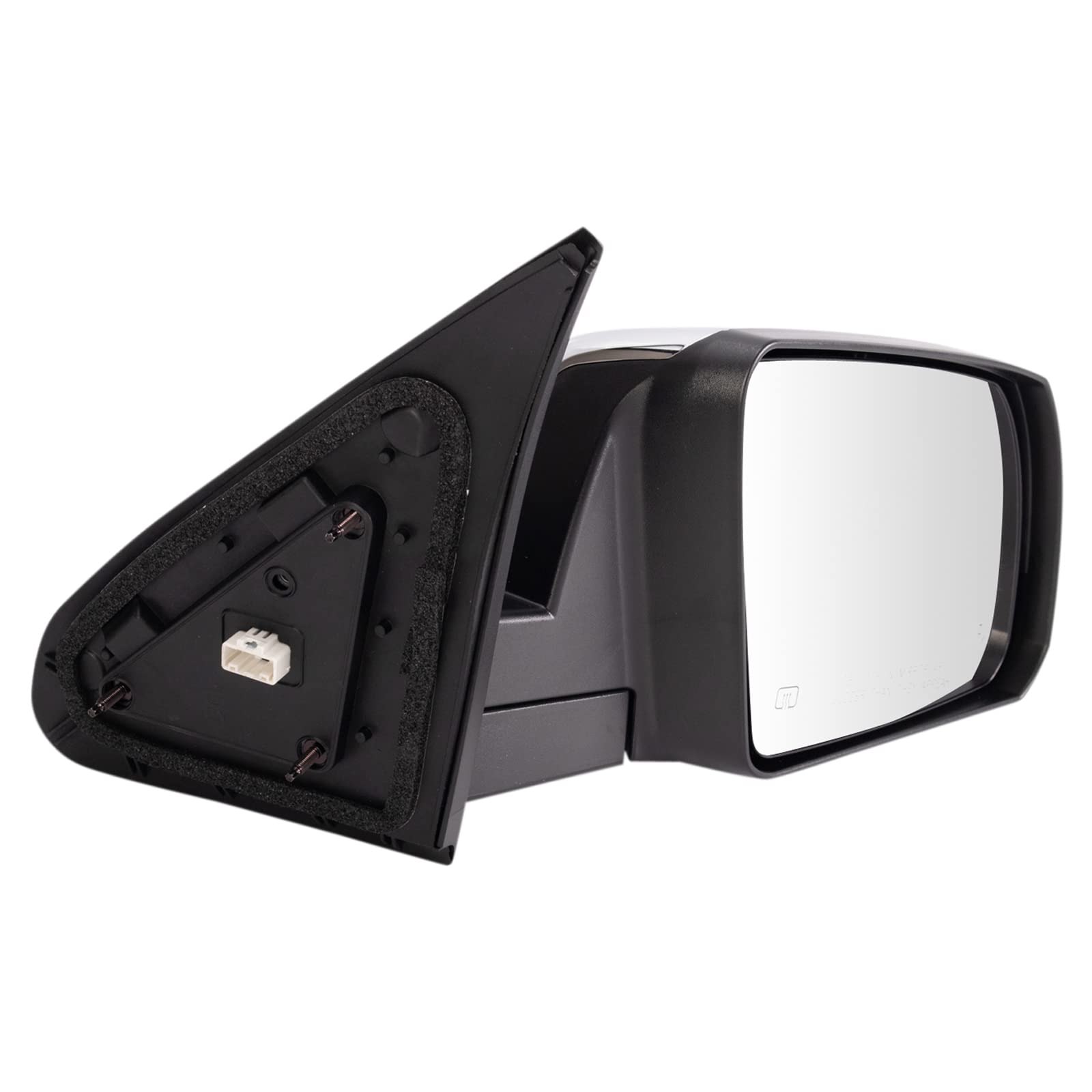 Trq Right Mirror Manual Folding With Blind Spot Indicator With Chrome Cover Passenger Side Compatible With 2014-2021 Toyota Tund