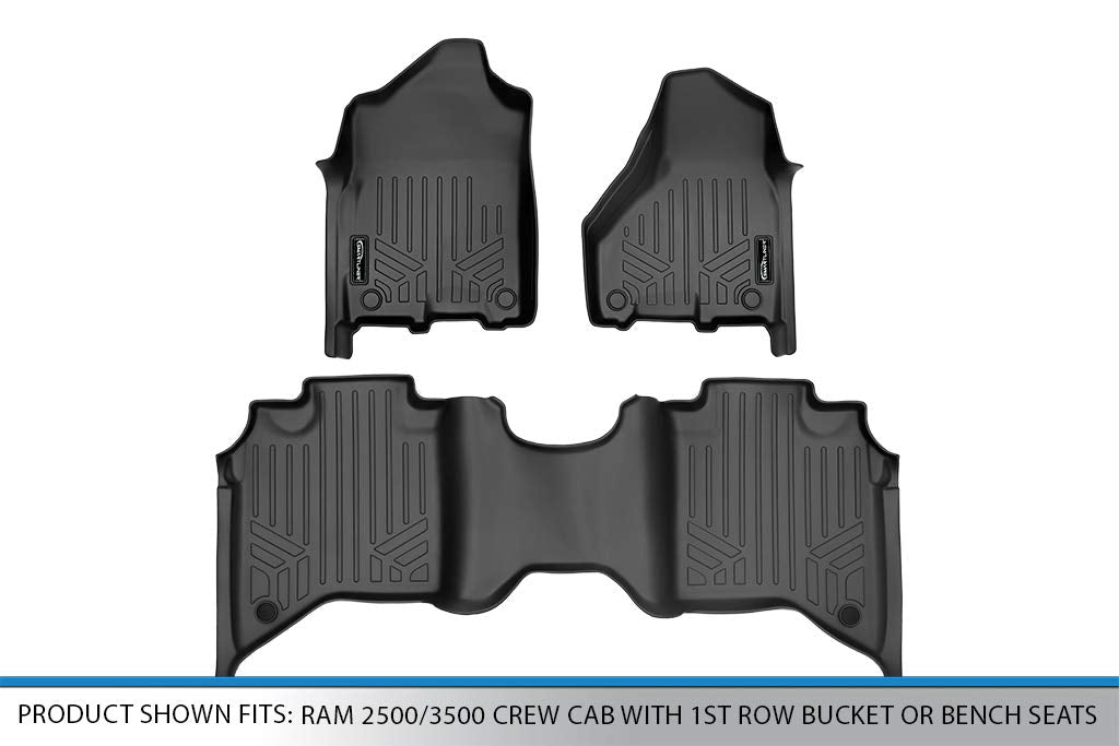 Maxliner Custom Floor Mats 2 Row Liner Set Black Compatible With 2019-2022 Ram 2500/3500 Crew Cab With 1St Row Bucket Or Bench Seats