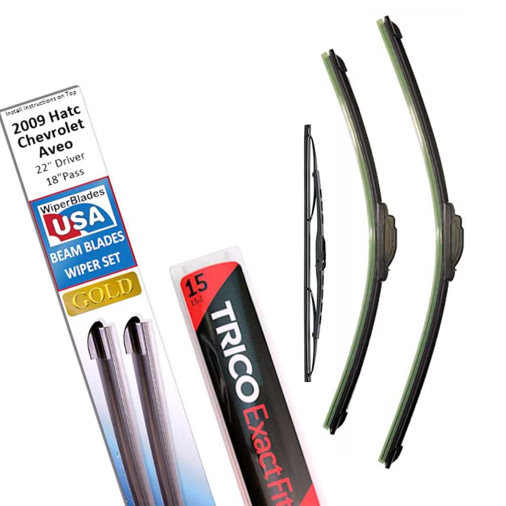 Beam Blade Wipers Replacement Set For 2009 Chevrolet Aveo Hatchback W/Rear - Wiperbladesusa Gold Beam Wiper Blades Wipers Set