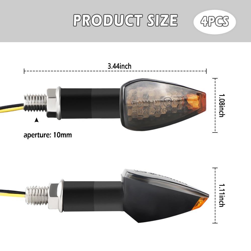 4Pcs Motorcycle Turn Signals,14Led Front & Rear Motorcycle Blinkers With Cool Amber Lamp,Universal 12V Motorcycle Turn Signal Light Compatible With Yamaha Kawasaki Motorcycle Accessories