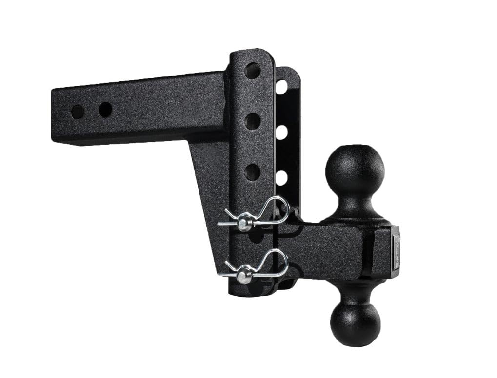 Bulletproof Hitches 2.5'' Adjustable Medium Duty (14,000Lb Rating) 4'' Drop/Rise Trailer Hitch With 2'' And 2 5/16'' Dual Ball (