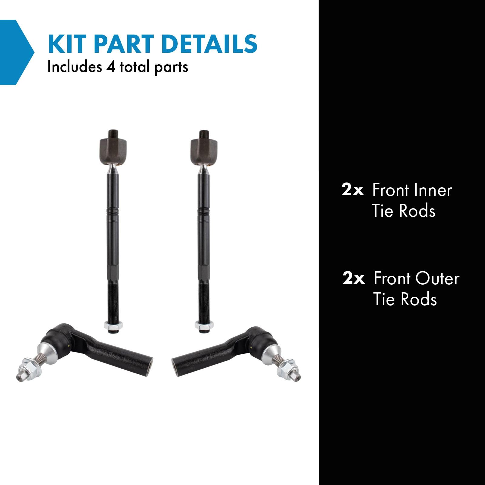 Trq Front Inner And Outer Tie Rod Set Compatible With 2012-2016 Tesla S
