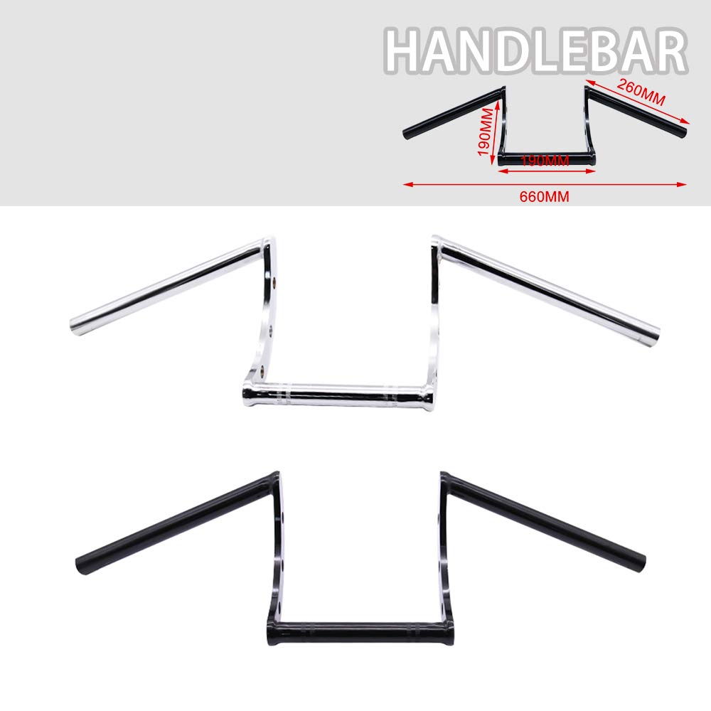Anxin Motorcycle Handlebar Z Bars 22Mm 7/8' Handlebars For Drag Custom Bobber Chopper Cruisers Softail Dyna Sportster - Black