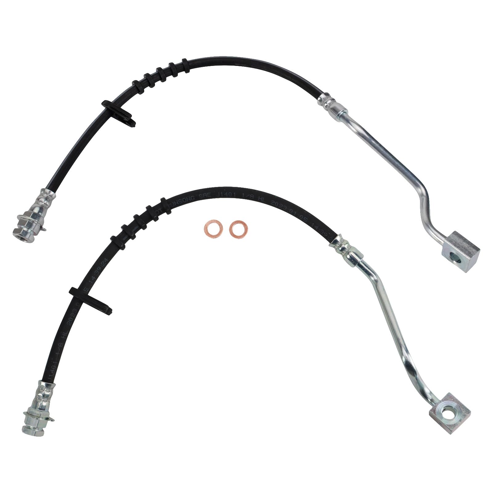 Trq Front Brake Hose Set Compatible With 2000-2005 Ford Excursion 1999-2004 F-250 Super Duty F-350 Super Duty