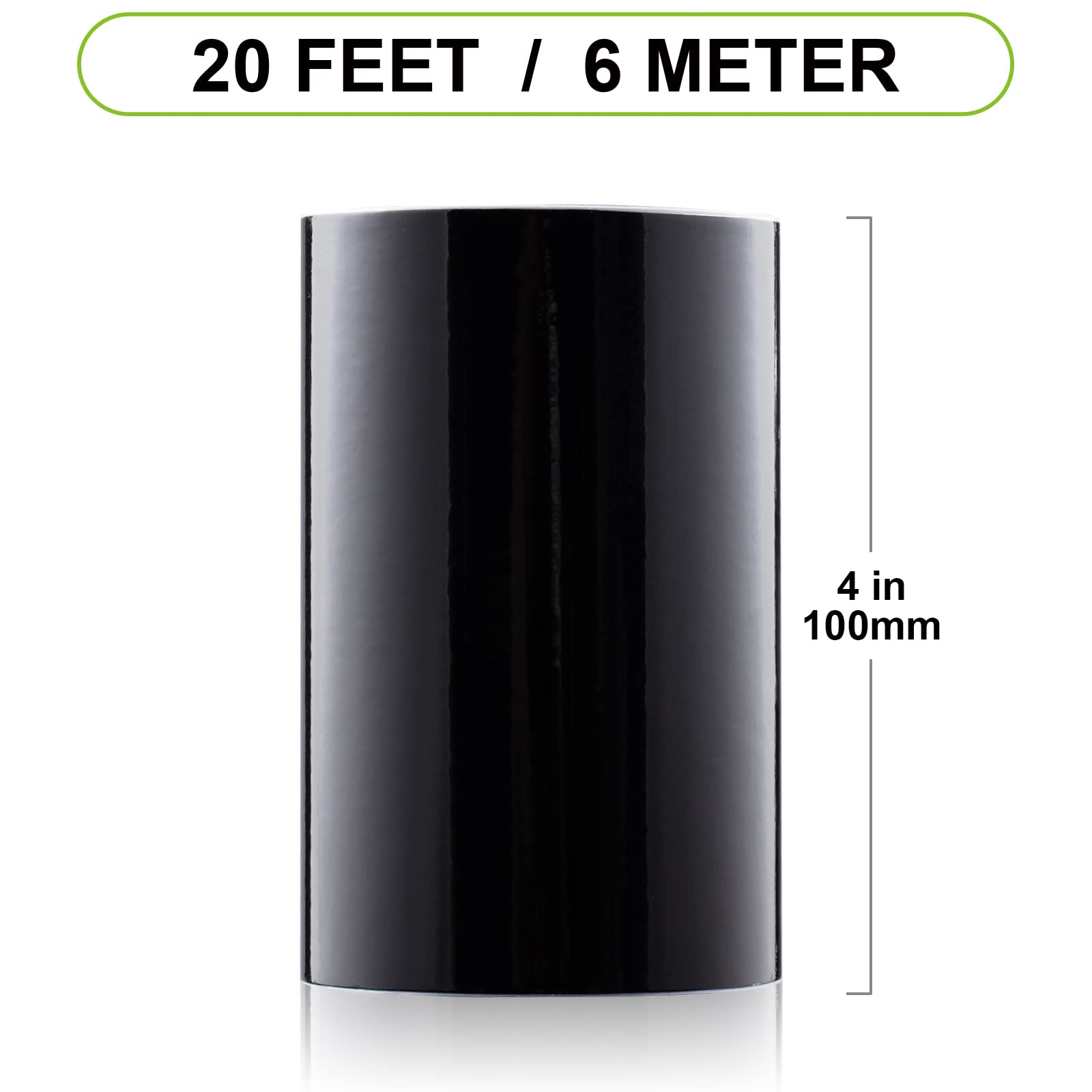 Spurtar Gloss Black Vinyl Wrap Tape 4 x 20ft - Air-Release Adhesive for Car Detailing, Door Edge Guard, Anti-Scratch Sticker