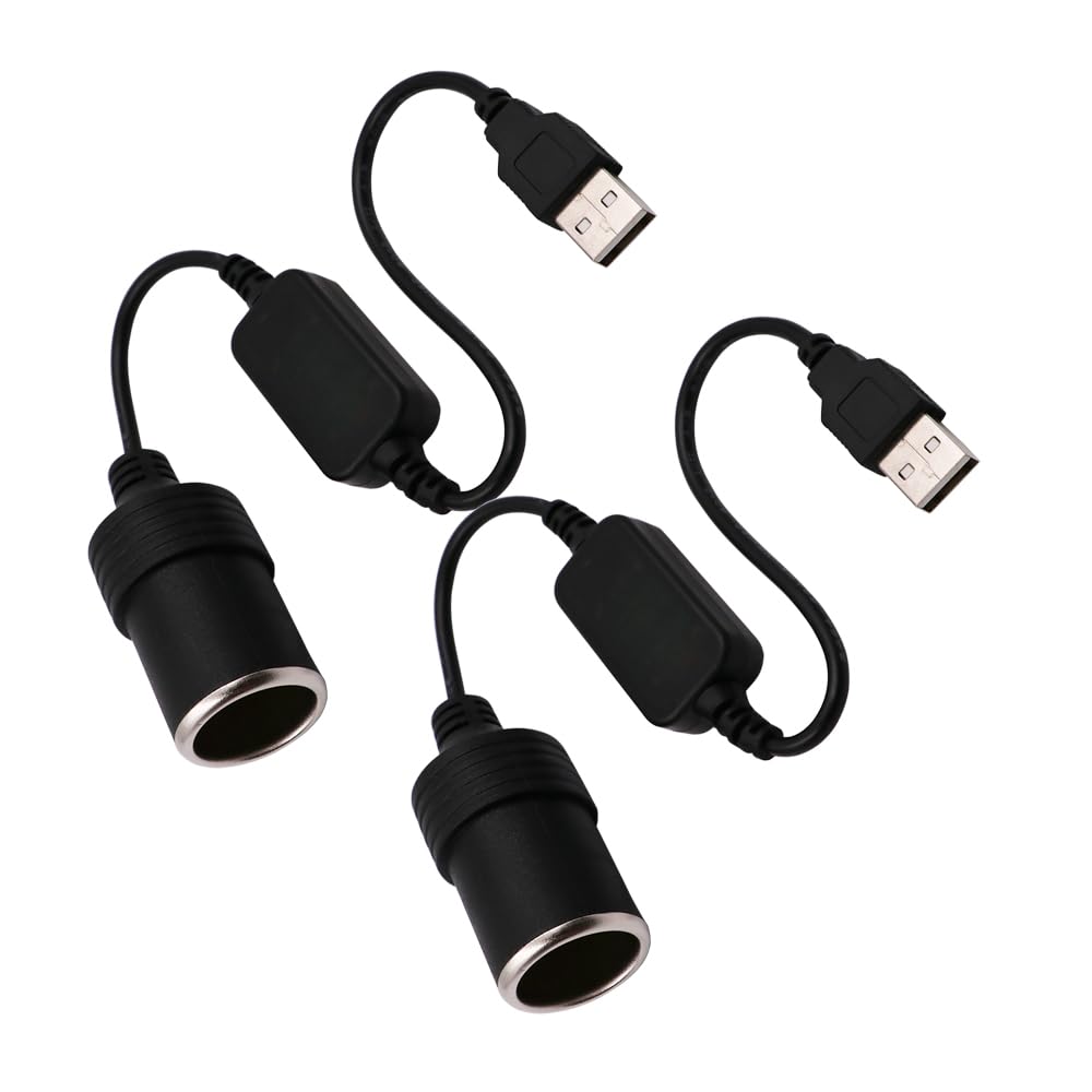 Wymect 2 Pack Usb A Male To 12V Car Cigarette Lighter Socket, Usb Dc 5V To 12V Step Up Cigarette Lighter Adapter, For Dash Cam,