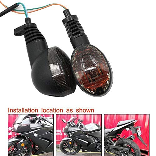 Motoparty Motorcycle Turn Signals For Kawasaki Ex250R Ninja 250R Klx250S Klx250Sf Vn650 Vulcan S Front/Rear Turn Signal Indicator Light Blinker Lamp Motorcycle, (Smoke Shell)