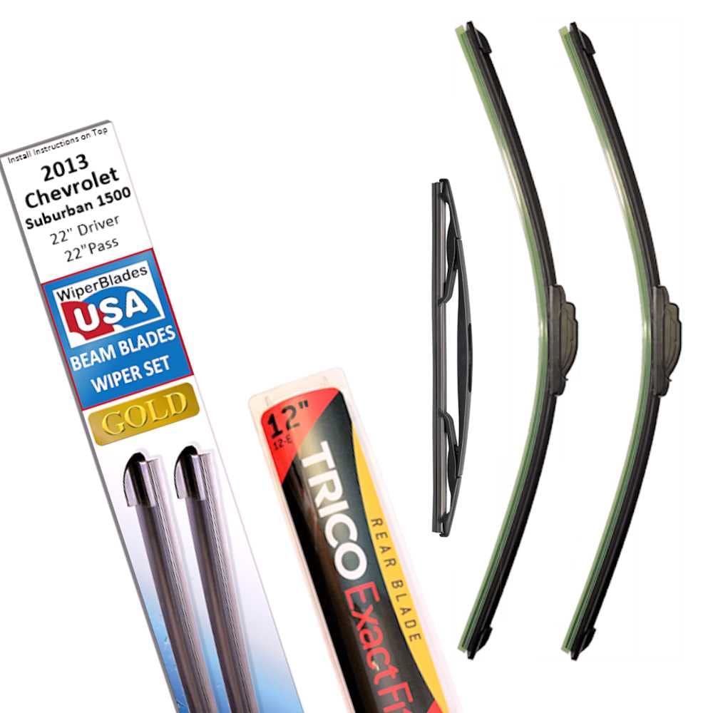 Beam Blade Wipers Replacement Set For 2013 Chevrolet Suburban 1500 W/Rear - Wiperbladesusa Gold Beam Wiper Blades Wipers Set