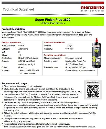 Menzerna Super Finish Plus 3800 (8Oz)