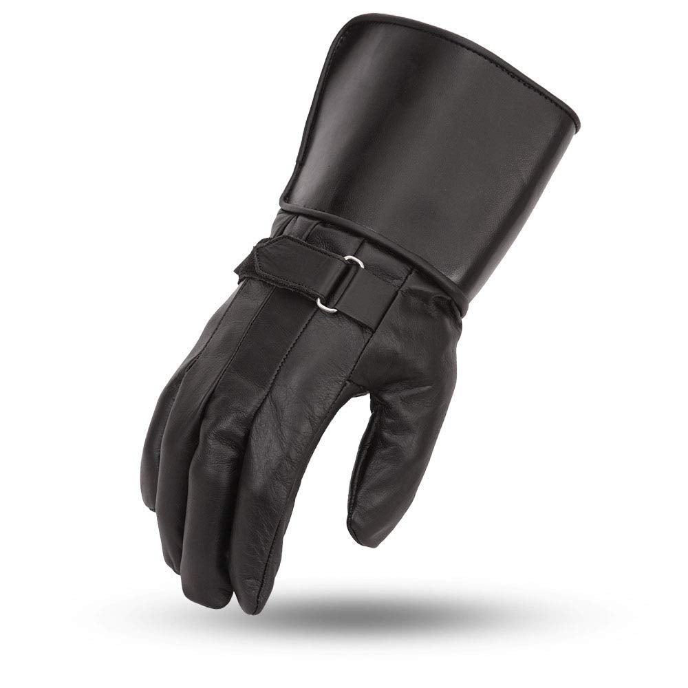 First Mfg Co - Thanos - Men'S Motorcycle Biker Riding Black Leather Gloves - Extra Small - Adjustable Strap