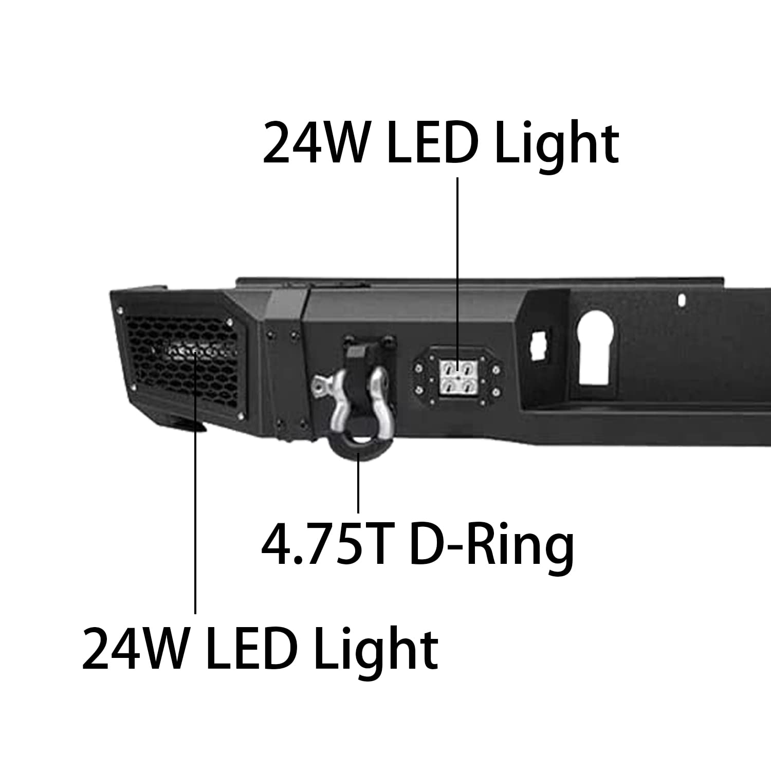 Tioyar Rear Bumper Compatible With 2014 2015 2016 2017 2018 2019 2020 2021 Toyota Tundra W/4 Led Lights + 2 4.75 D-Rings