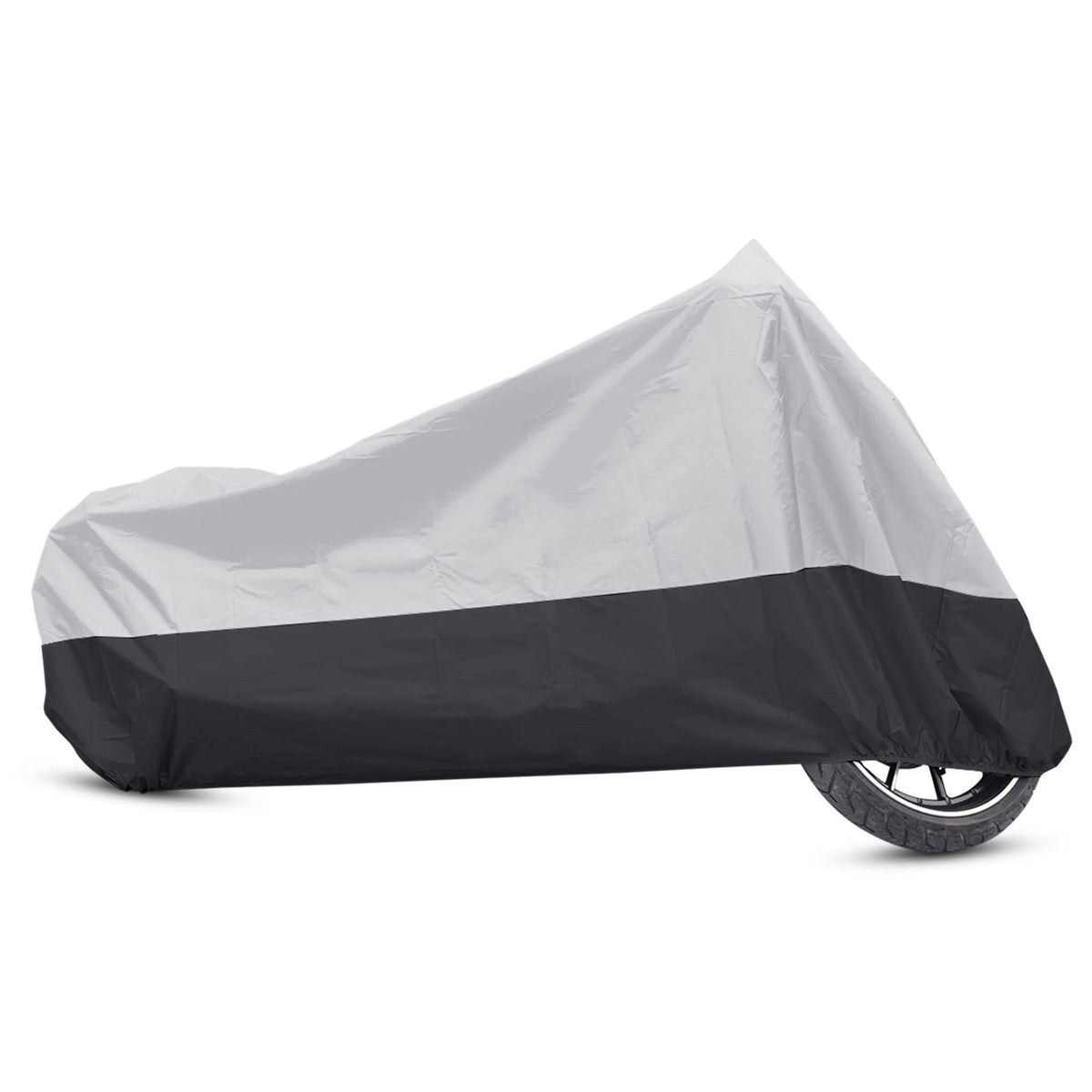 Uxcell Motorcycle Cover Bike All Season Waterproof Dustproof Protective Outdoor Motorbike Rain Cover 190T Xl Silver Tone Black F