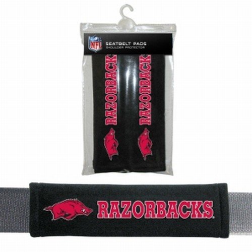 Fremont Die Ncaa Arkansas Razorbacks Seat Belt Pads, 10" X 2.5" (Pack Of 2), 10" X 2.5" (Pack Of 2), Black/Team Colors