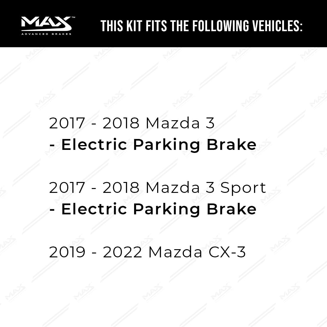 Max Advanced Brakes Rear Brake Kit Compatible With 2017 2018 2019 2020 2021 Mazda 3 Sport Electric Parking Brake Cx-3 Replacemen