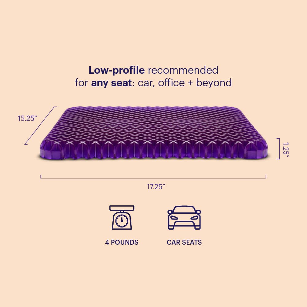 Purple Simply Seat Cushion - Pressure Reducing GelFlex Grid for Car Seats & Travel - Comfortable and Durable Design