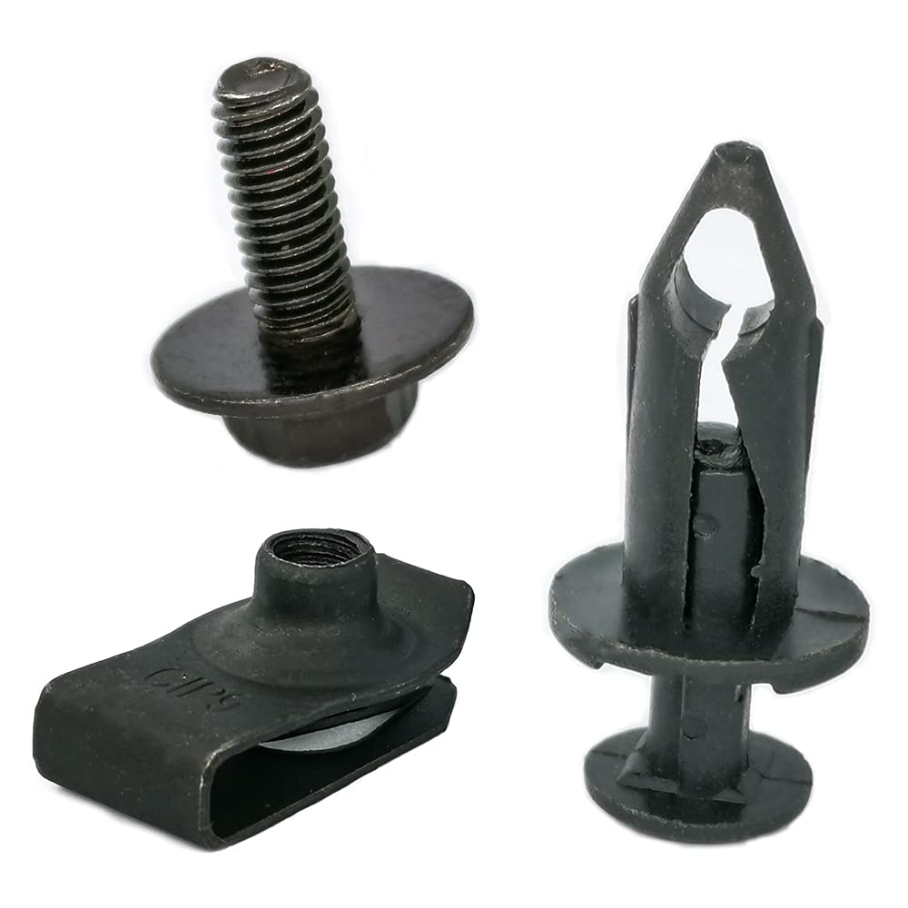 Mean Mug Auto Engine Under Cover Body Bolts Splash Shield Guard Retainer Bumper Fender Liner Fastener Rivet Clips and Extruded U-Nuts Kit for Nissan Infiniti (35Pcs - Body Bolt - Clips - Kit)