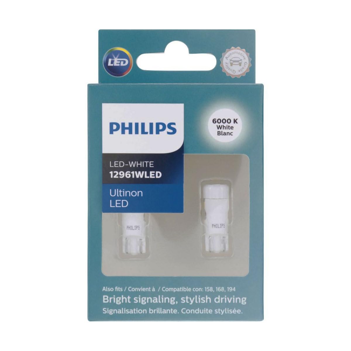 Philips Automotive Lighting 12961 Ultinon LED White Exterior Signaling Bulb, Pack of 2