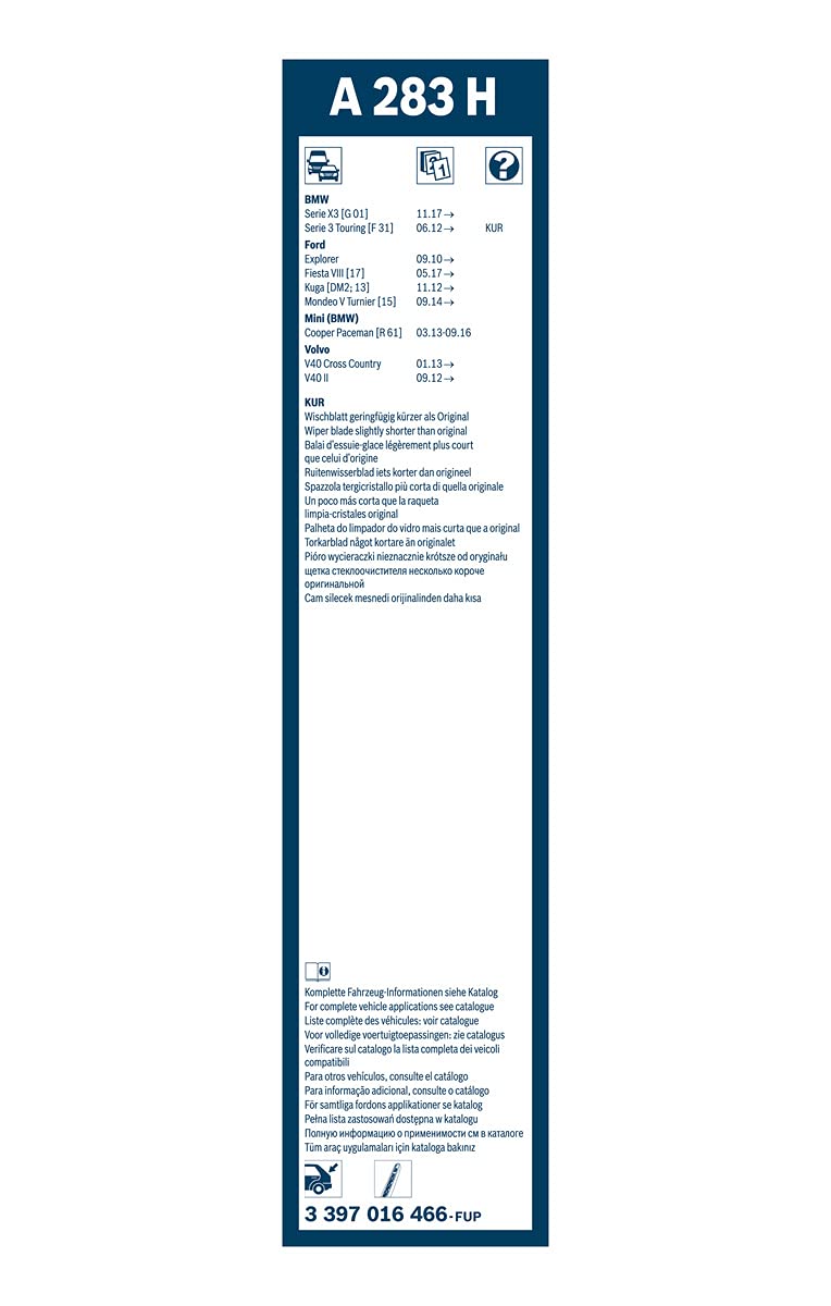 Bosch Wiper Blade Rear A283H, Length: 280Mm - Rear Wiper Blade