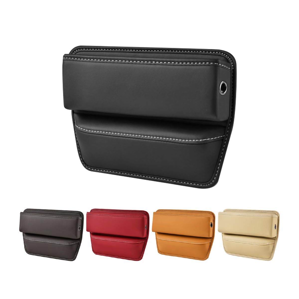 Kewucn Car Seat Gap Organizer, Adjustable Leather Front Seat Gap Filler Storage Box, Multifunctional Auto Console Side Pocket Or