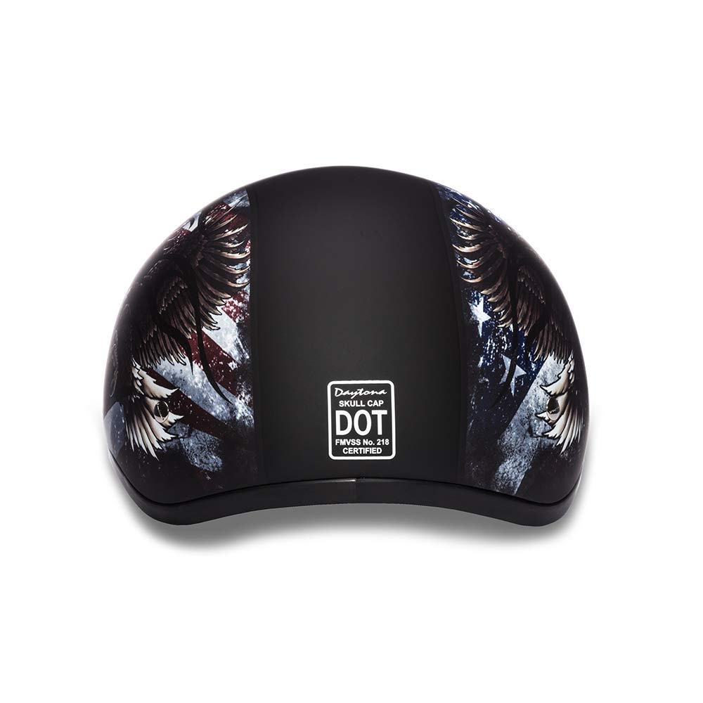Daytona Helmets Motorcycle Half Helmet Skull Cap- Usa 100% Dot Approved