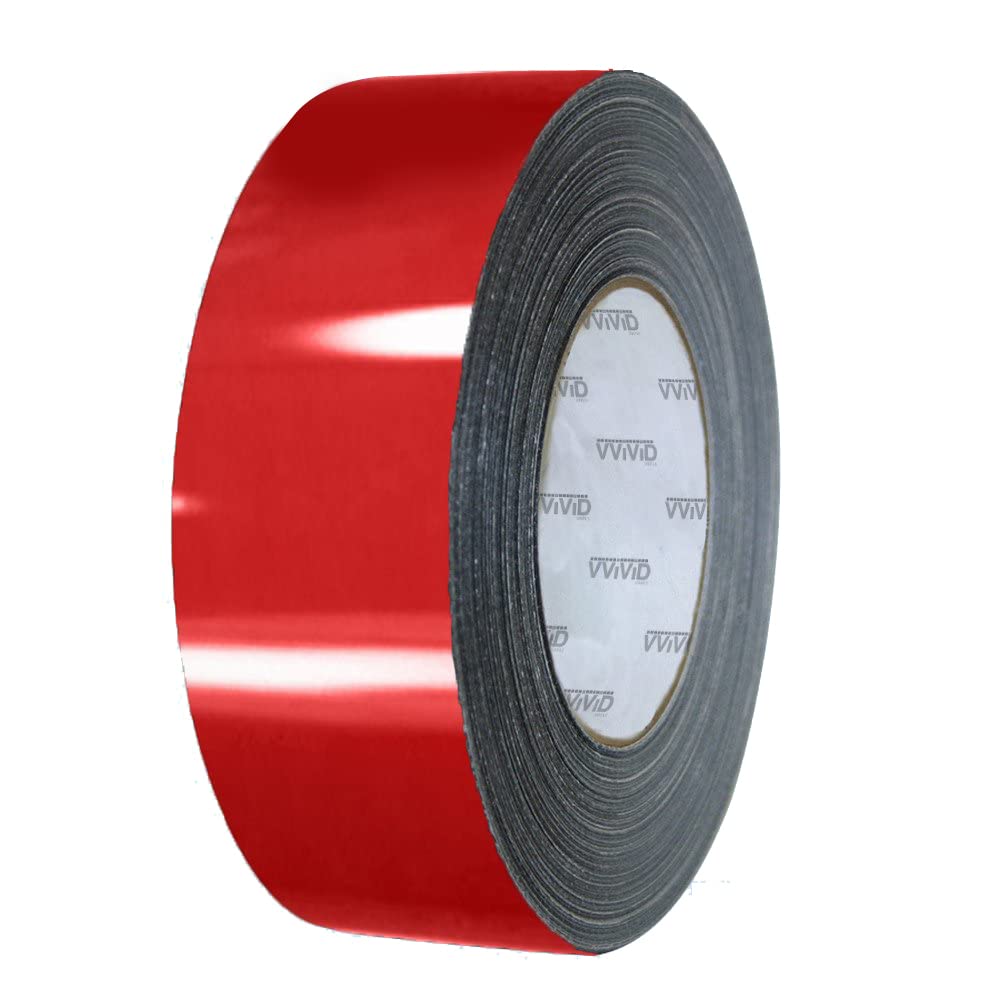 Vvivid Gloss Vinyl Detailing Wrap Tape 2 Inch X 20Ft Diy Roll (Gloss Red)