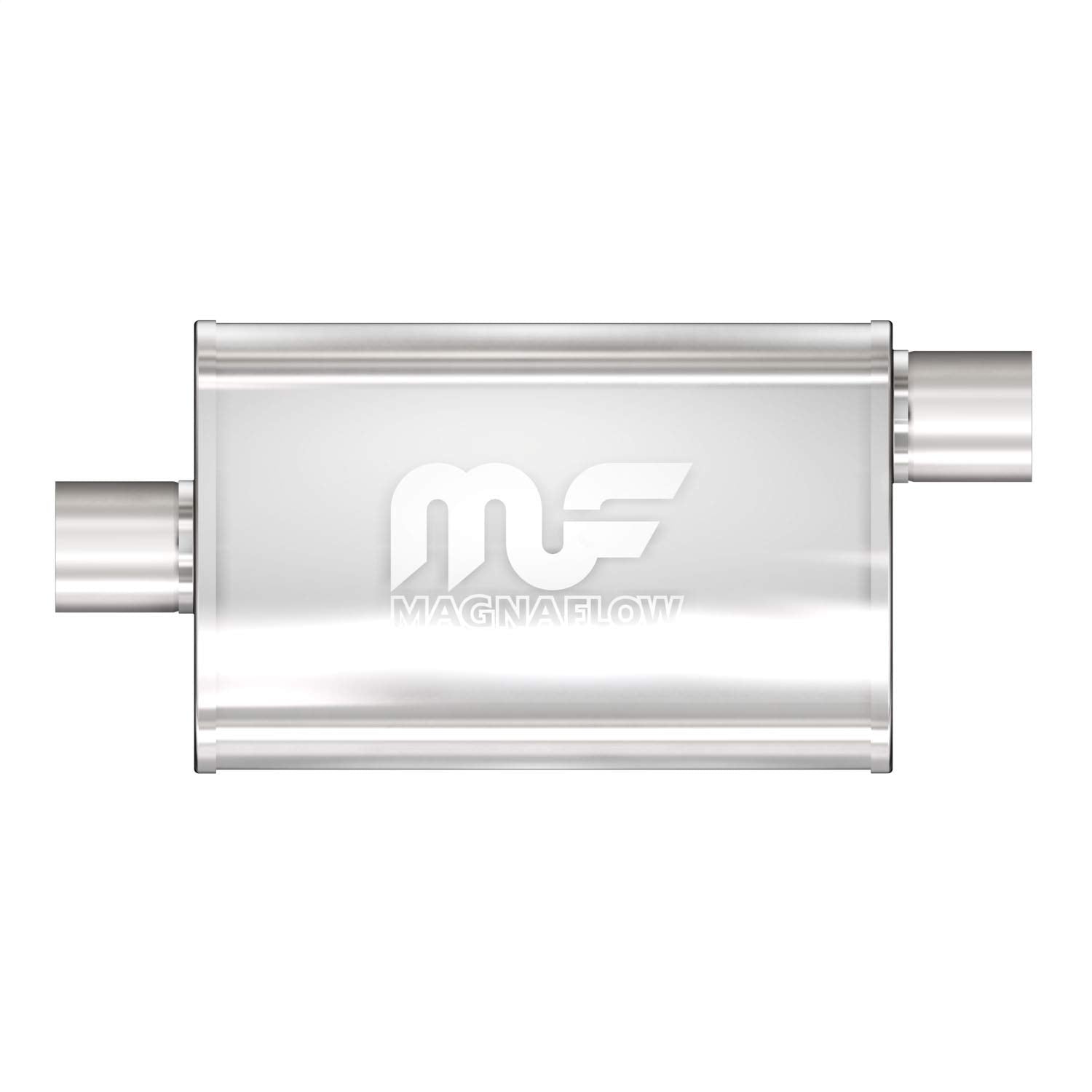 MagnaFlow Performance Exhaust Muffler 11255: 2.25/2.25 Inlet/Outlet, 4x9x18 Oval, Stainless Steel, Satin Finish