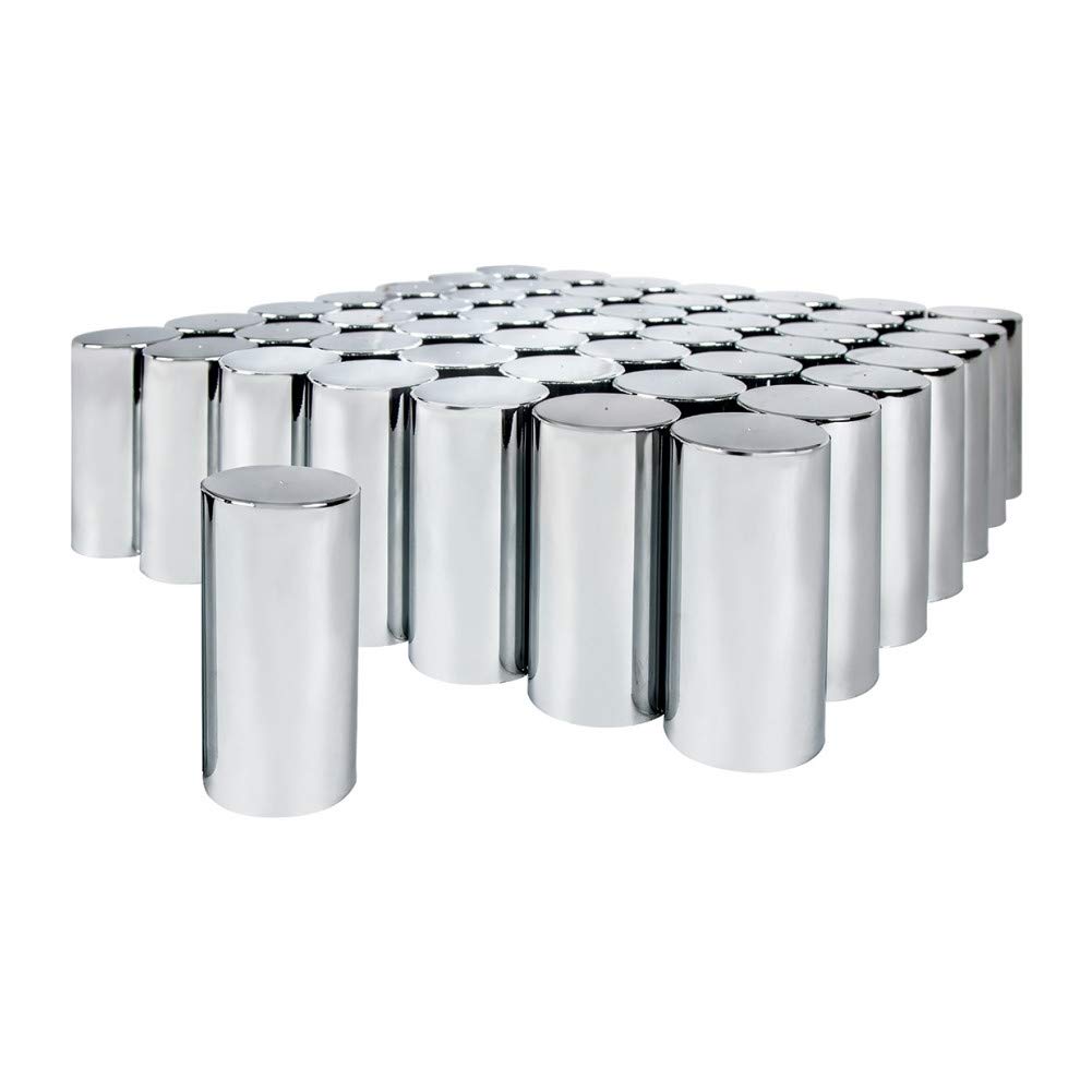 United Pacific 10034Cb - Wheel Lug Nut Cover Set - 33Mm X 4-1/4' Chrome Plastic Tall Cylinder Nut Cover - Thread-On (60