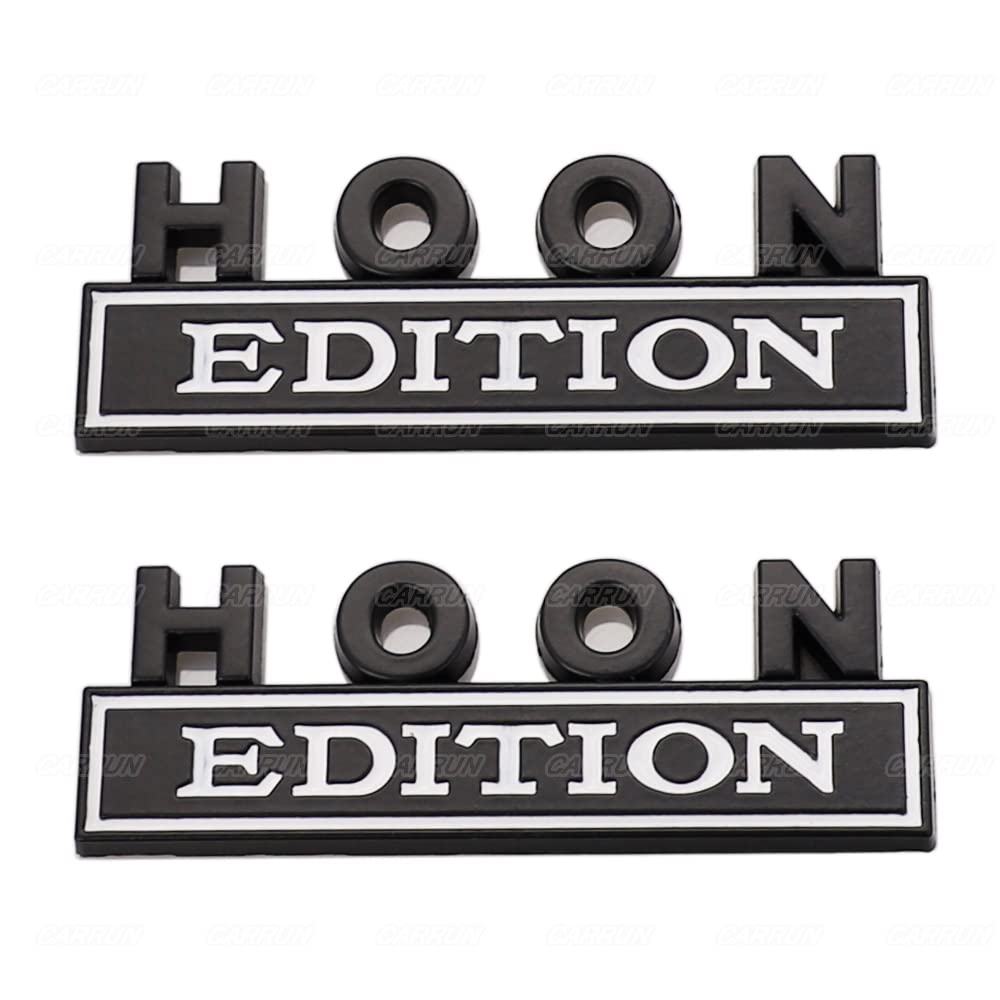 2 Pcs Hoon Edition Emblem Car Side Rear Front Hood Trunk Door Badge 3D Decal Sticker Fit For Car Truck Suv (Hoon, Black White)
