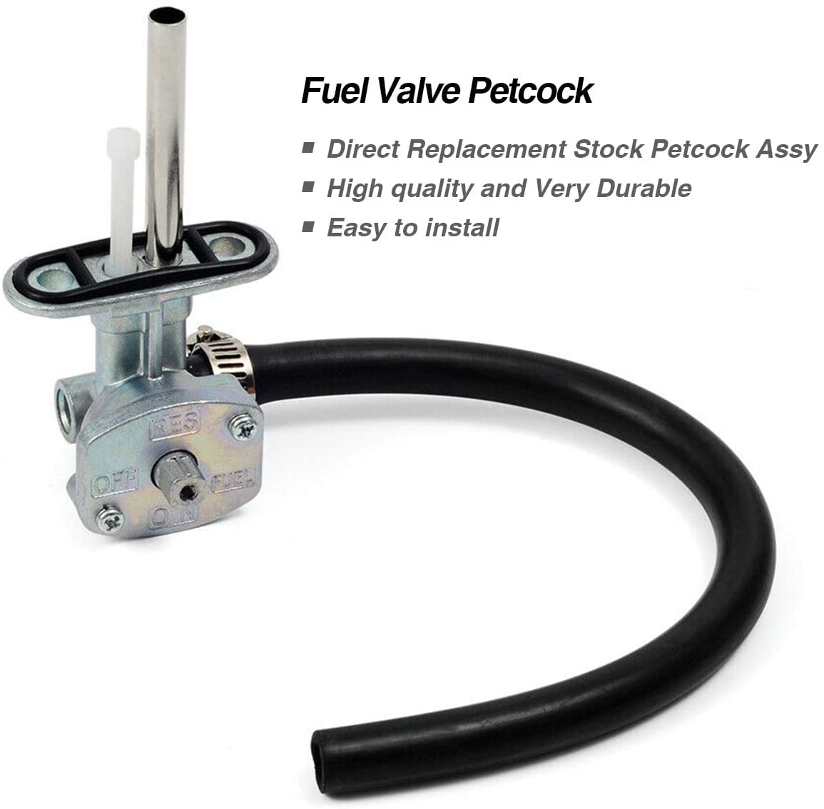 5Km-24500-10-00, Fuel Tank Petcock Switch Valve For Yamaha Grizzly Yfm350 Yfm660, With 1Pcs Fuel Valve Petcock Lever And Fuel Lines, 2Pcs Adjustable Screws
